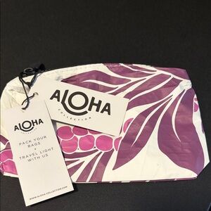 ALOHA Collection Purple and White Leaf Pouch